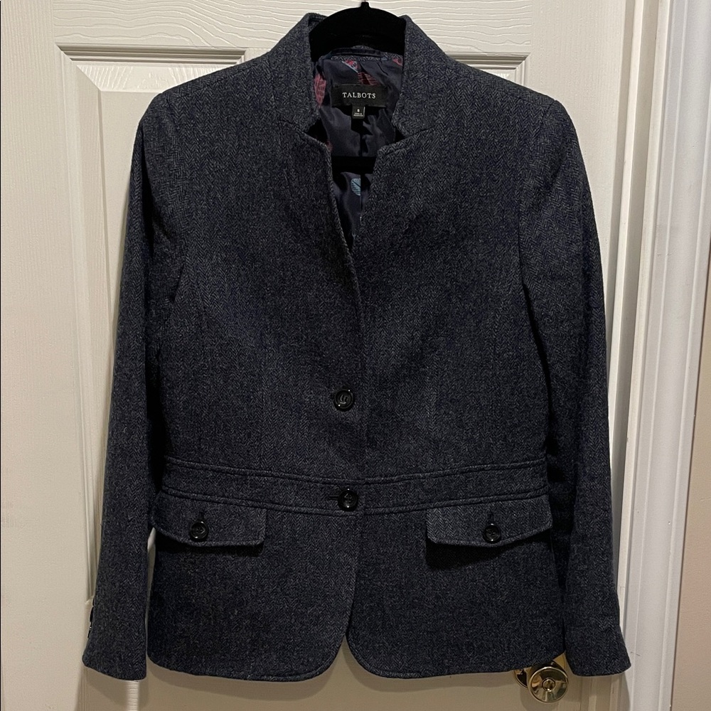 Talbots tweed wool blend two button blazer